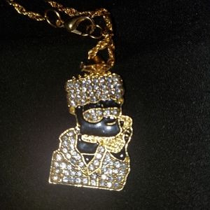 Bart simpson iced out pendant with chain